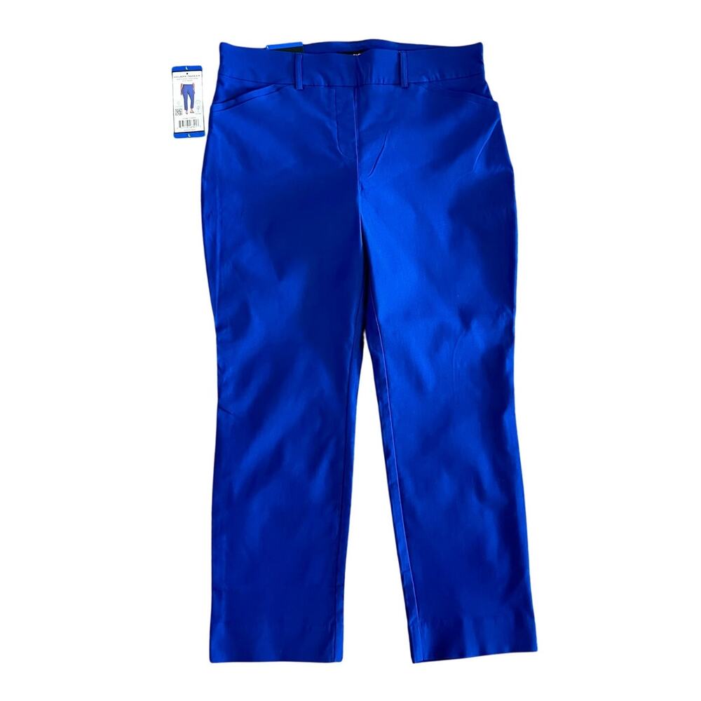 NWT Hilary Radley Women's L Blue Mid Rise Slim Leg 27" Pull On Pants Stretch NEW